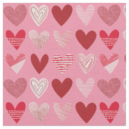 Cute Textured Hearearts on rosa Tyg