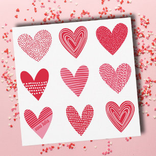 Cute texturerade hjärtan i rosa och rött