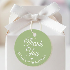 Cute Thank You Birthday Name Any Age Green Modern Gåvor Etiketter