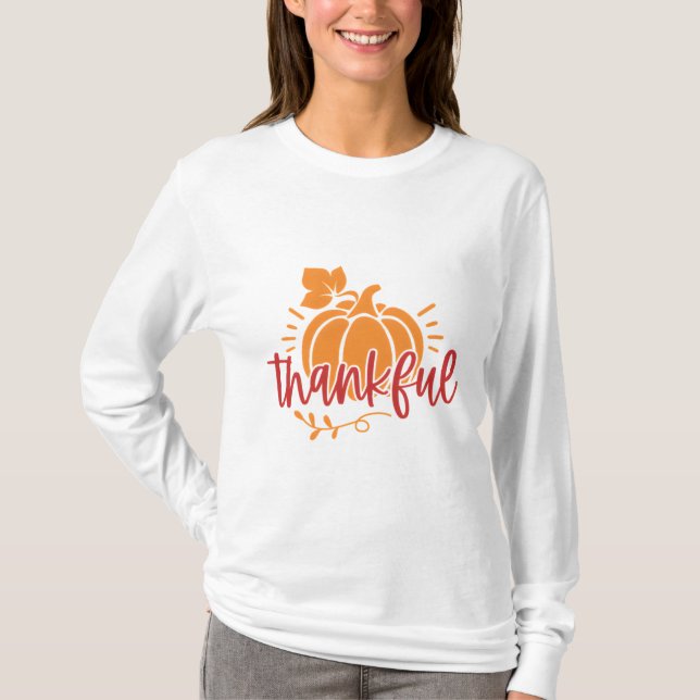 Cute Thankful Gratitude Pumpkin-Thanksgiving T Shirt (Framsida)
