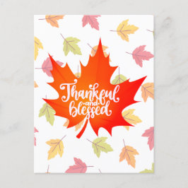 Cute Thankful och Blad med färgstarka Löv Helg Vykort