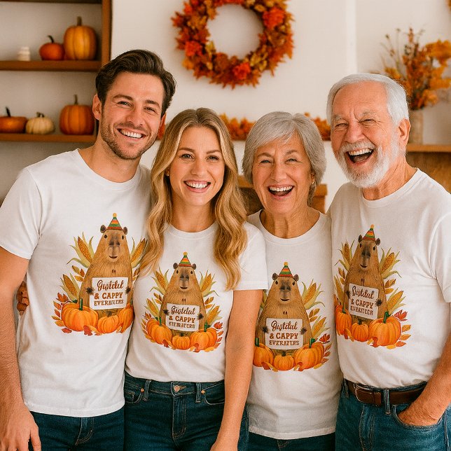 Cute Thanksgiving Capybara "Cappy Now After" T Shirt (Skapare uppladdad)