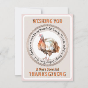 Cute Thanksgiving Card med vattenfärg Turkiet Julkort