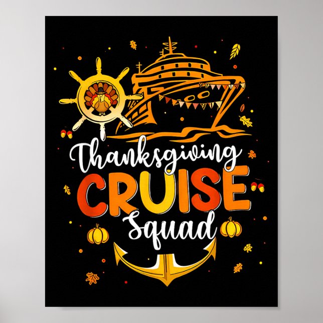Cute Thanksgiving Cruise Squad Matching Family Vac Poster (Framsidan)