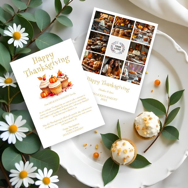 Cute Thanksgiving Cupcakes Collage 8 Photos  Julkort (Cute Thanksgiving Cupcakes Collage 8 Photos Collage 8 Photos Business Holidays Cards.)