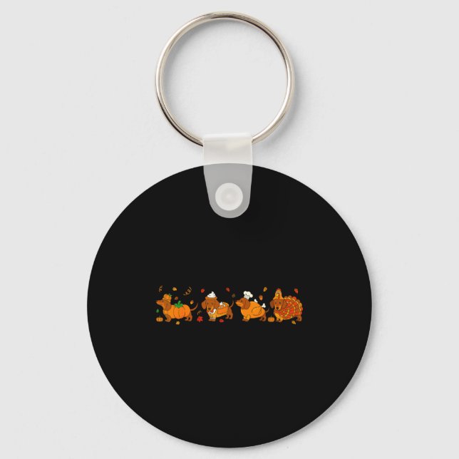 Cute Thanksgiving Dachshund Dogs Fall Gobble Prepp Nyckelring (Framsida)