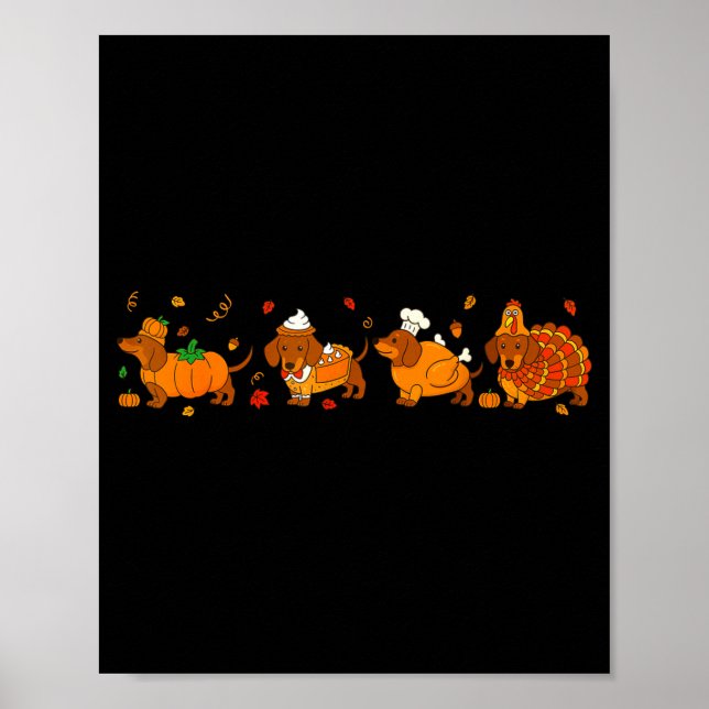 Cute Thanksgiving Dachshund Dogs Fall Gobble Prepp Poster (Framsidan)