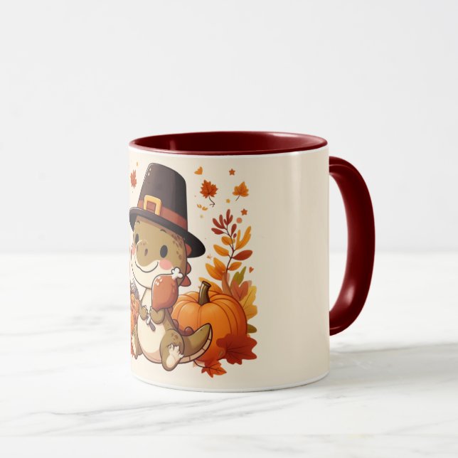 Cute Thanksgiving Dinosaur Mugg (Framsida höger)