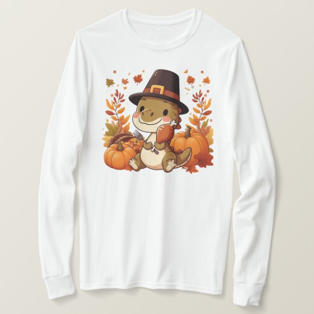 Cute Thanksgiving Dinosaur T Shirt (Design framsida)