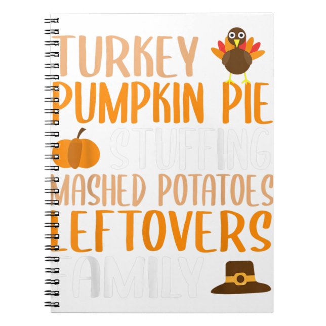 Cute Thanksgiving Family Turkey Pumpkin Paj Stuffi Anteckningsbok (Framsidan)