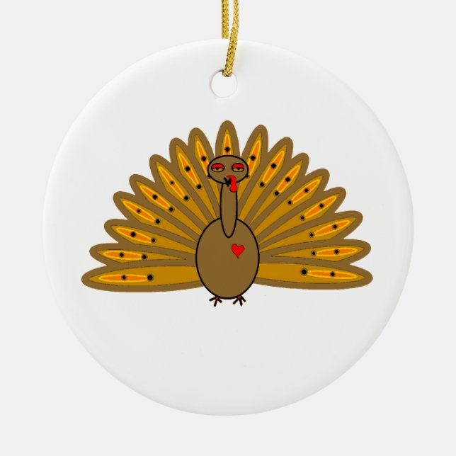 Cute Thanksgiving Friendsgiving Turkiet Julgransprydnad Keramik (Framsidan)