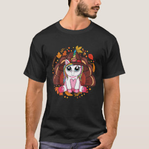 Cute Thanksgiving Girls Kids Småbarn Turkiet Unic T Shirt