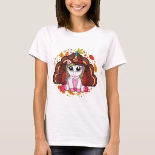 Cute Thanksgiving Girls Kids Småbarn Turkiet Unico T Shirt