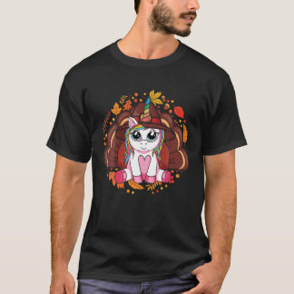 Cute Thanksgiving Girls Kids Småbarn Turkiet Unico T Shirt
