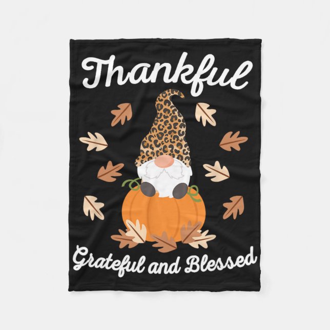 Cute Thanksgiving Gnome Leopard Gnomes Fall Pumpki Fleecefilt (Framsidan)