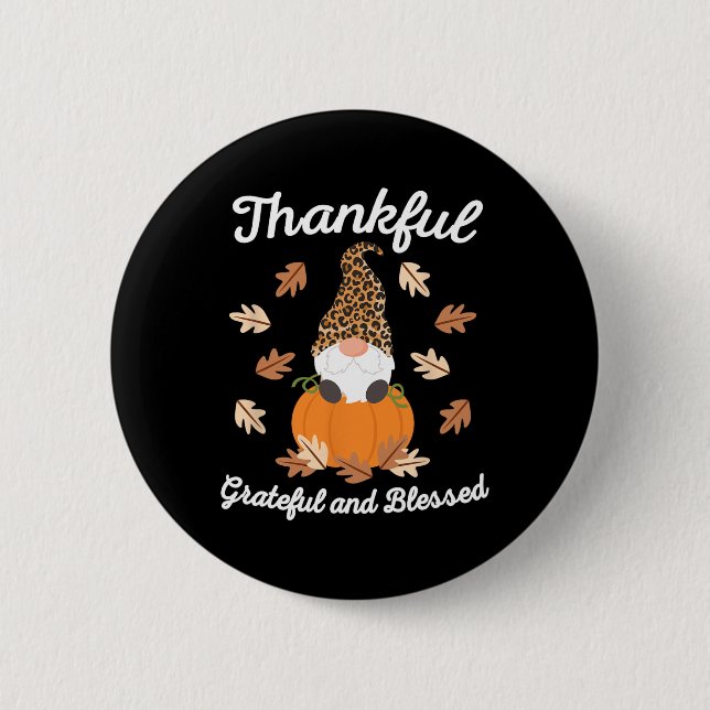Cute Thanksgiving Gnome Leopard Gnomes Fall Pumpki Knapp (Framsida)