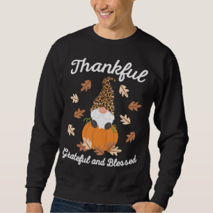 Cute Thanksgiving Gnome Leopard Gnomes Fall Pumpki Lång Ärmad Tröja