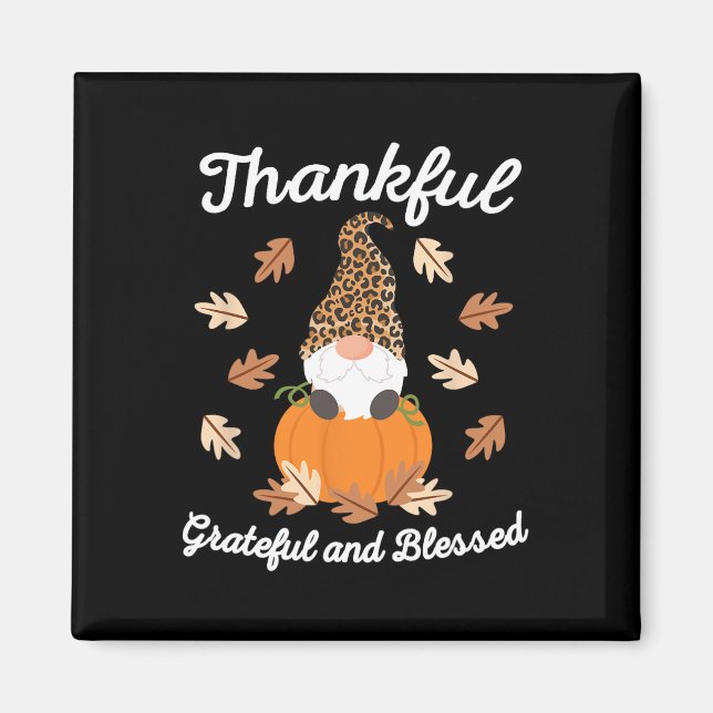 Cute Thanksgiving Gnome Leopard Gnomes Fall Pumpki Magnet (Framsidan)