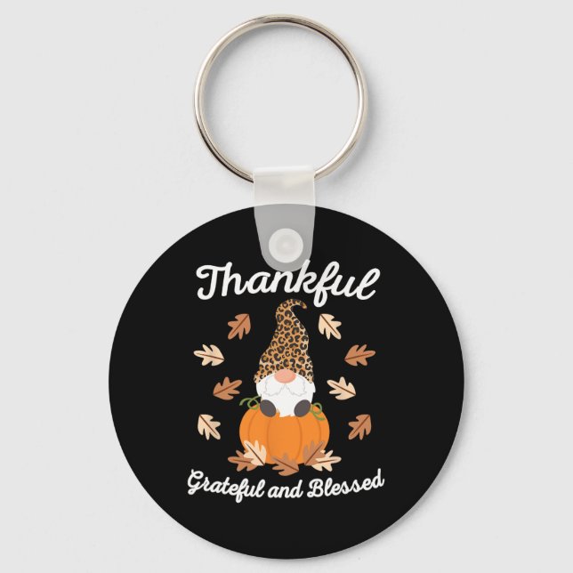 Cute Thanksgiving Gnome Leopard Gnomes Fall Pumpki Nyckelring (Framsida)