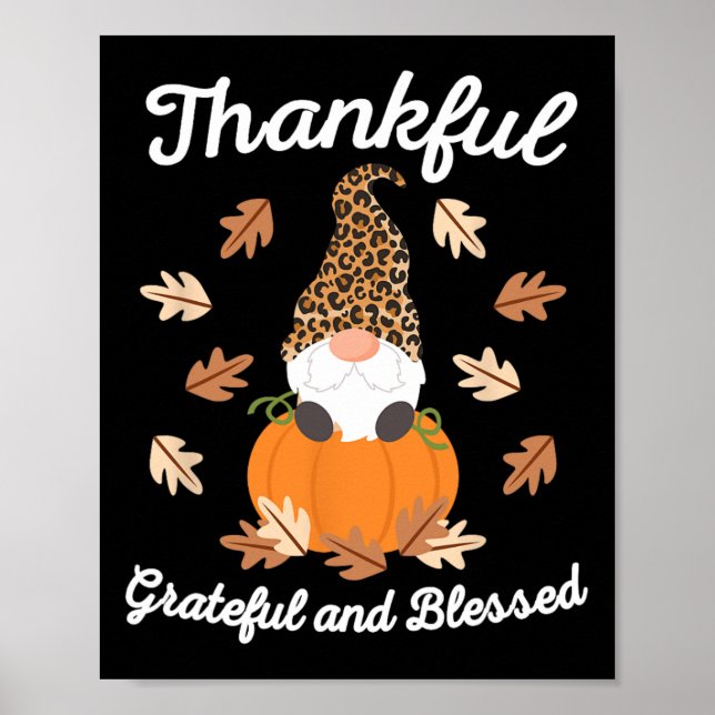 Cute Thanksgiving Gnome Leopard Gnomes Fall Pumpki Poster (Framsidan)