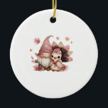 Cute Thanksgiving Gnome with Turkey Illustration C Julgransprydnad Keramik<br><div class="desc">Cute Thanksgiving Gnome with Turkey Illustration Classic T-Shirt</div>