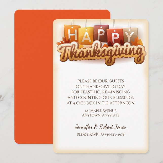 Cute Thanksgiving-inbjudan Inbjudningar (Fram/baksida)