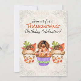 Cute Thanksgiving-Muffinsar födelsedag Inbjudningar