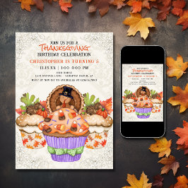 Cute Thanksgiving Muffinss Helgdag Birdag Inbjudningar