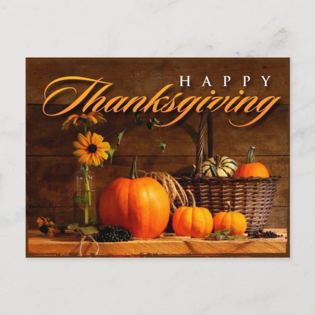 Cute Thanksgiving Pumpkin Helg Vykort (Framsida)