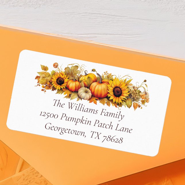 Cute Thanksgiving Pumpkins Fall Return Adress Adressetikett (Skapare uppladdad)