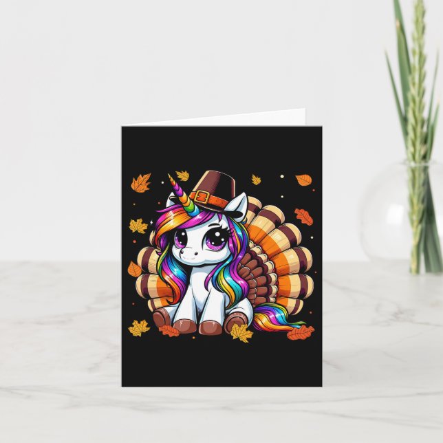 Cute Thanksgiving Småbarn Turkiet Unicorn Girls Ki Kort (Framsida)