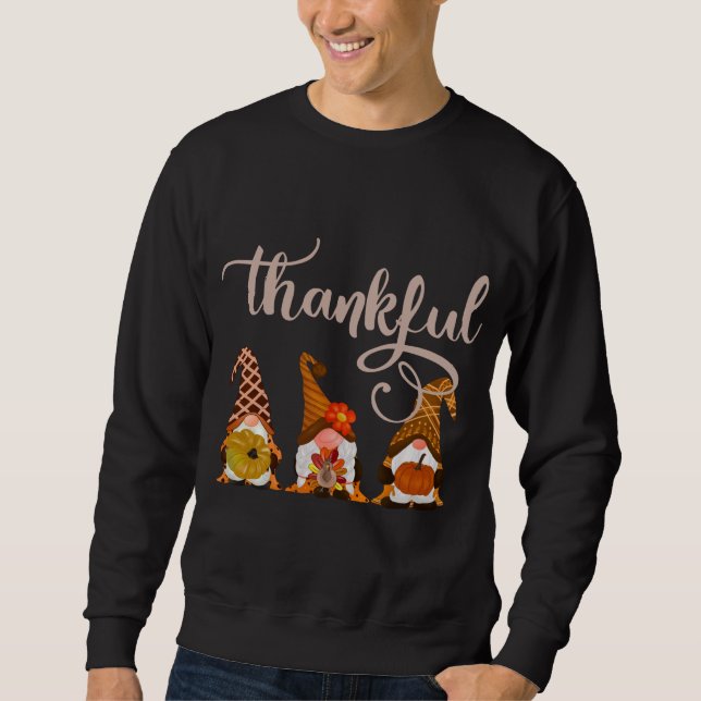 Cute Thanksgiving - tacksamma Gnomes Lång Ärmad Tröja (Framsida)