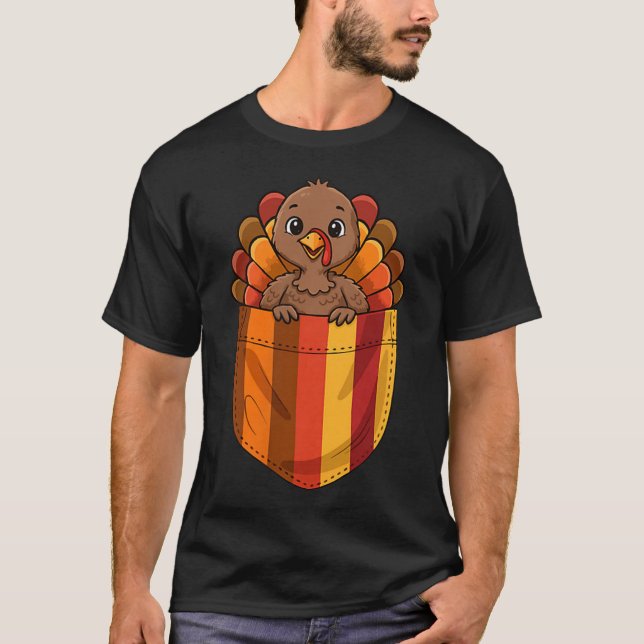 Cute Thanksgiving Turkey Cket Men Women Kids  T Shirt (Framsida)