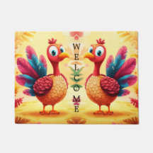 Cute Thanksgiving Turkey Doormat