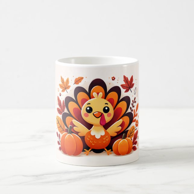 Cute Thanksgiving Turkey Mug | Autumn Coffee Cup Kaffemugg (Center)