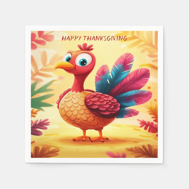 Cute Thanksgiving Turkey Napkins Pappersservett (Framsidan)