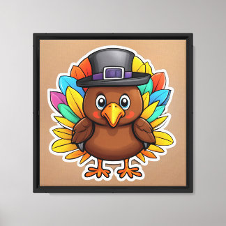 Cute Thanksgiving Turkey Stretched Kanvastryck