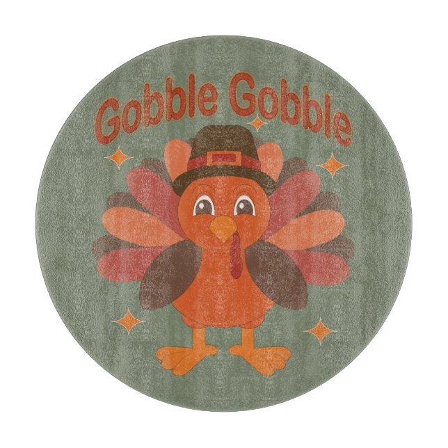 Cute Thanksgiving Turkey Tecknad - "Gobble Gobble" (Framsidan)