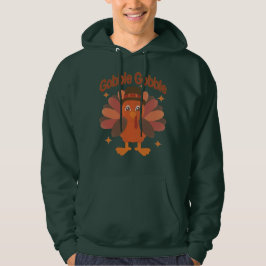 Cute Thanksgiving Turkey Tecknad - "Gobble Gobble" Hoodie