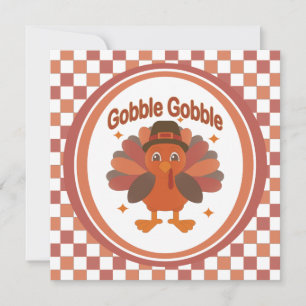 Cute Thanksgiving Turkey Tecknad - "Gobble Gobble" Inbjudningar