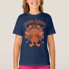 Cute Thanksgiving Turkey Tecknad - "Gobble Gobble" T Shirt