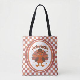 Cute Thanksgiving Turkey Tecknad - "Gobble Gobble" Tygkasse