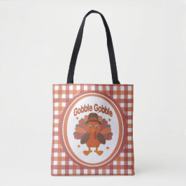 Cute Thanksgiving Turkey Tecknad - "Gobble Gobble" Tygkasse