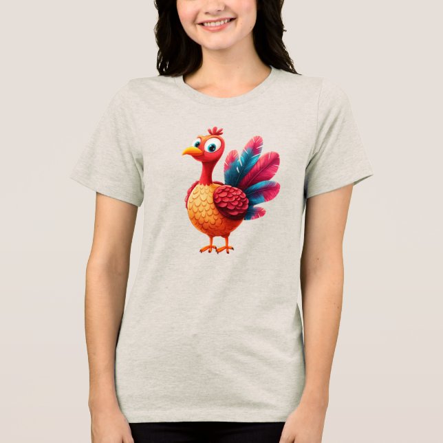 Cute Thanksgiving Turkey Women's T-Shirt (Framsida)