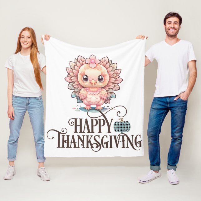 Cute Thanksgiving Turkiet Fleecefilt (På plats)