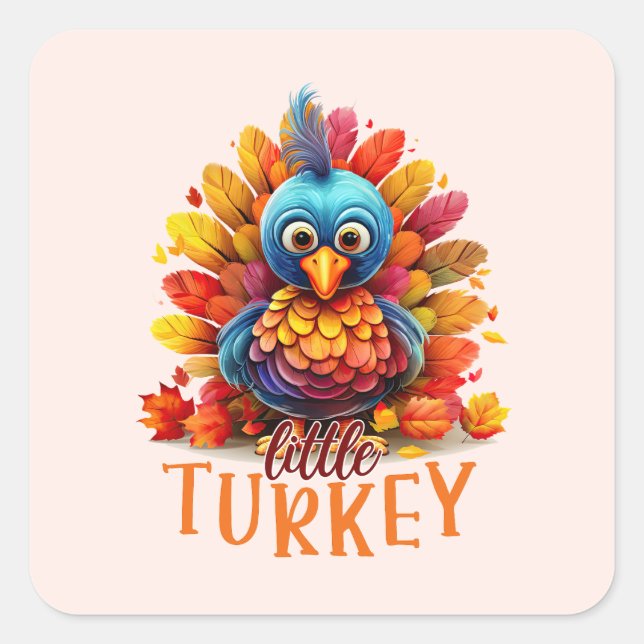Cute Thanksgiving Turkiet Fyrkantigt Klistermärke (Framsida)