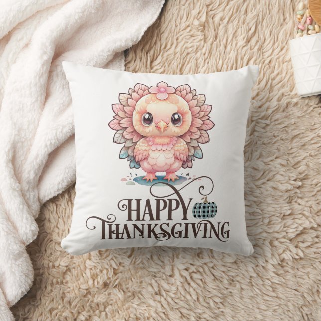 Cute Thanksgiving Turkiet Kudde (Filt)