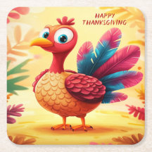 Cute Thanksgiving Turkiet Papper Underlägg