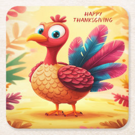 Cute Thanksgiving Turkiet Papper Underlägg Kvadrat