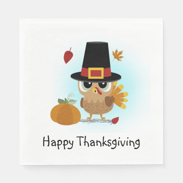 Cute Thanksgiving Turkiet Pappersservett (Framsidan)